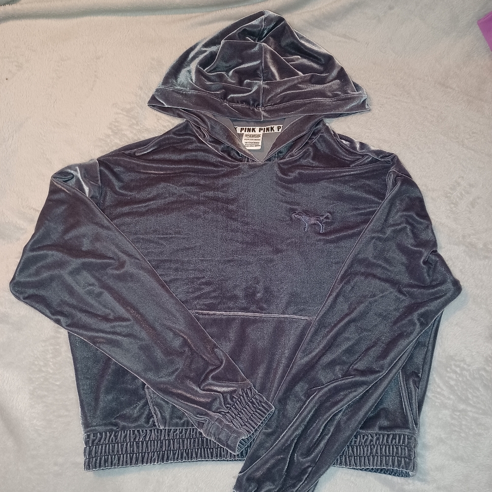 Pink brand silver size extra small women's cropped hoodie